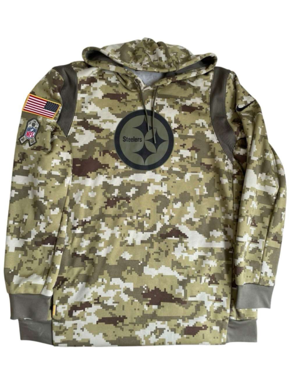 NIKE Pittsburgh Steelers Salute To Service NFL Camo Therma Hoodie Men XL